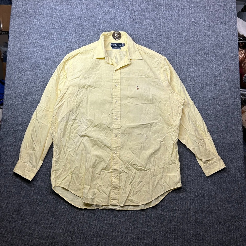 Ralph Lauren Yarmouth Dress Shirt Mens Yellow Pinpoint Oxford Button-Down - 17.5